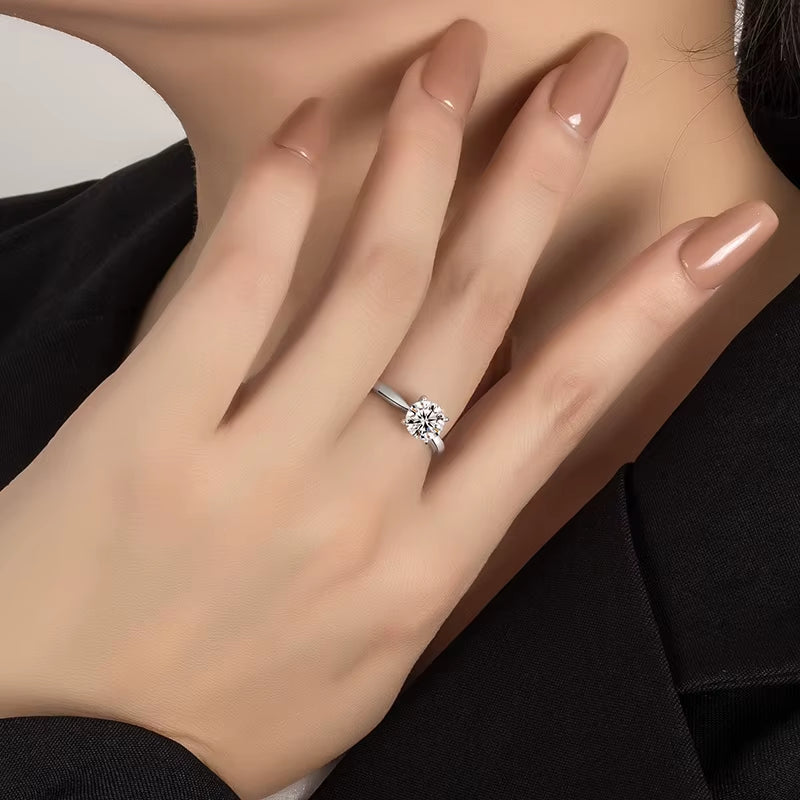 0.5/1/2CT Moissanite Women'S Engagement Ring S925 Pure Silver Classic Four Claw GRA Certified Diamond Wedding Jewelry